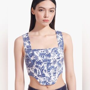 STAUD Alice Top in blue toile